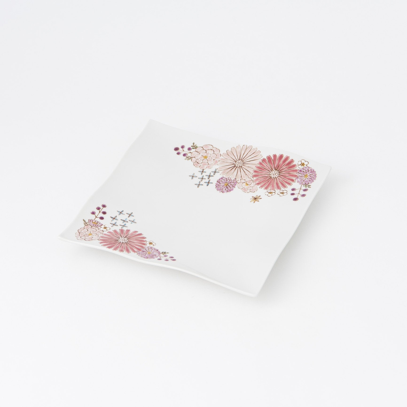 Atelier Yu Brilliant Flower Kutani Square Plate M - MUSUBI KILN - Quality Japanese Tableware and Gift