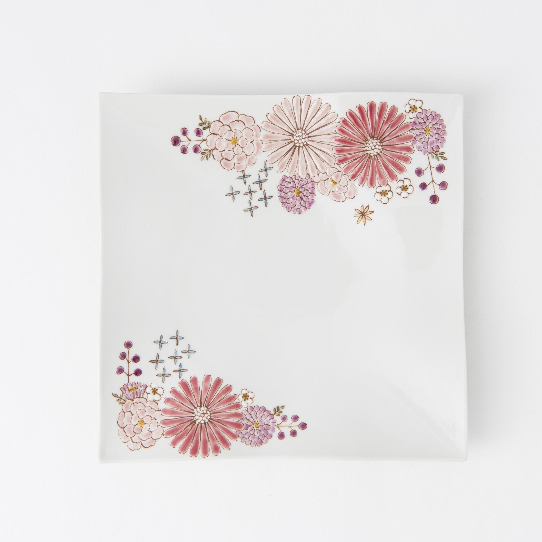 Atelier Yu Brilliant Flower Kutani Square Plate M - MUSUBI KILN - Quality Japanese Tableware and Gift