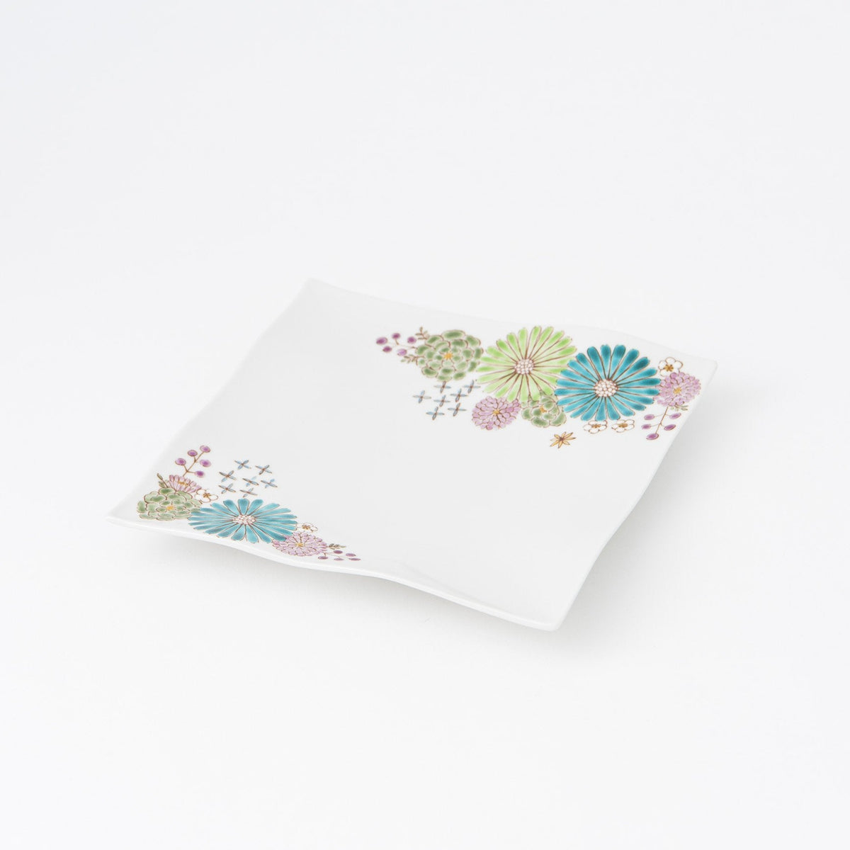 Brilliant Colorful Flower Square Side Plate 8