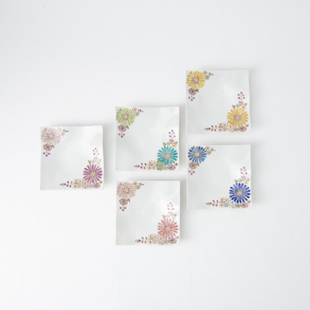 Brilliant Colorful Flower Square Side Plate 5.3