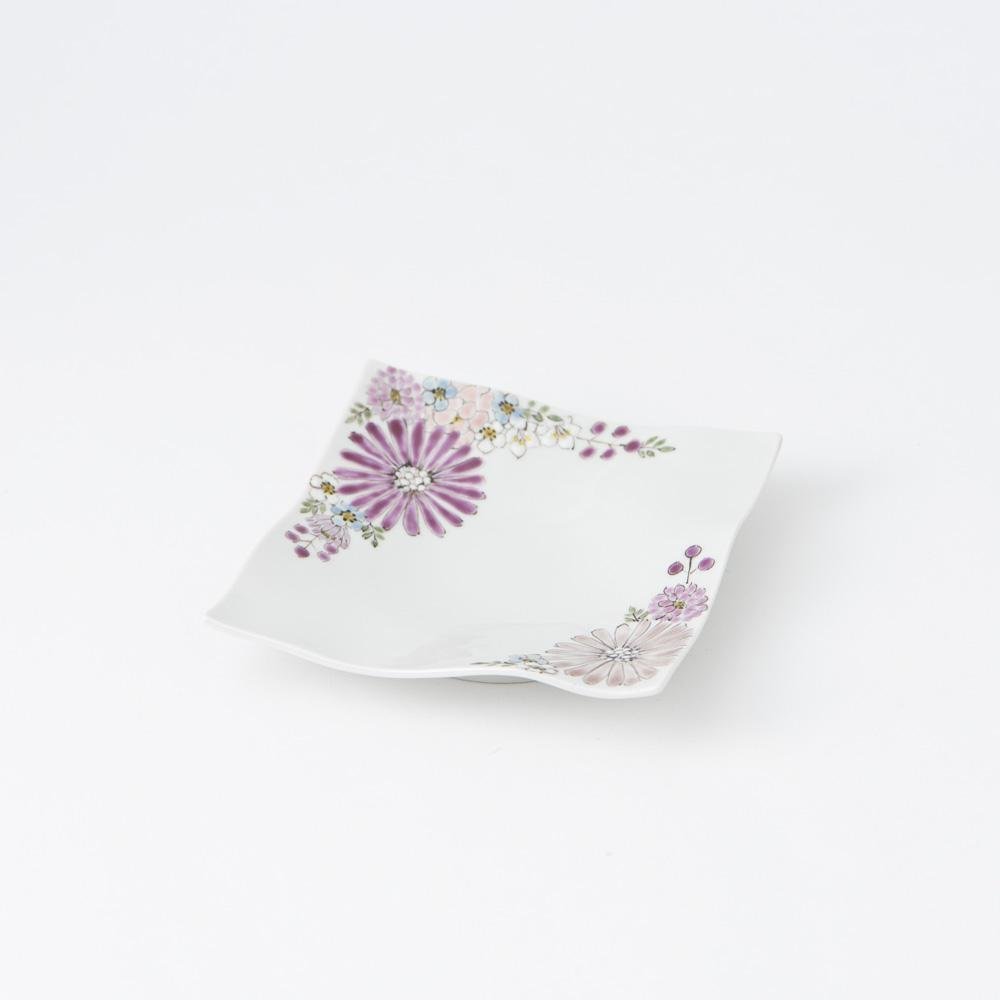 Atelier Yu Brilliant Flower Kutani Square Plate S - MUSUBI KILN - Quality Japanese Tableware and Gift