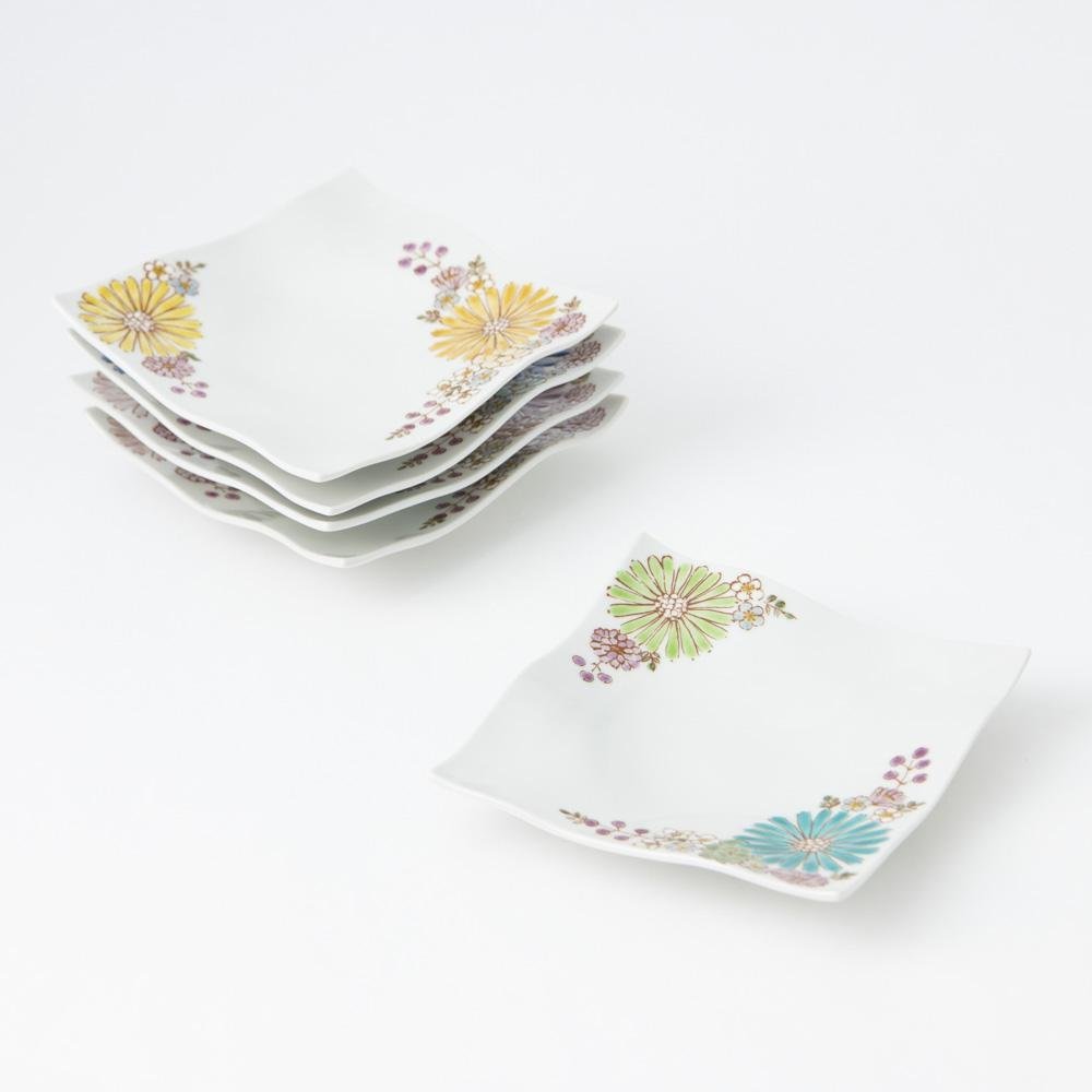 Atelier Yu Brilliant Flower Kutani Square Plate S - MUSUBI KILN - Quality Japanese Tableware and Gift