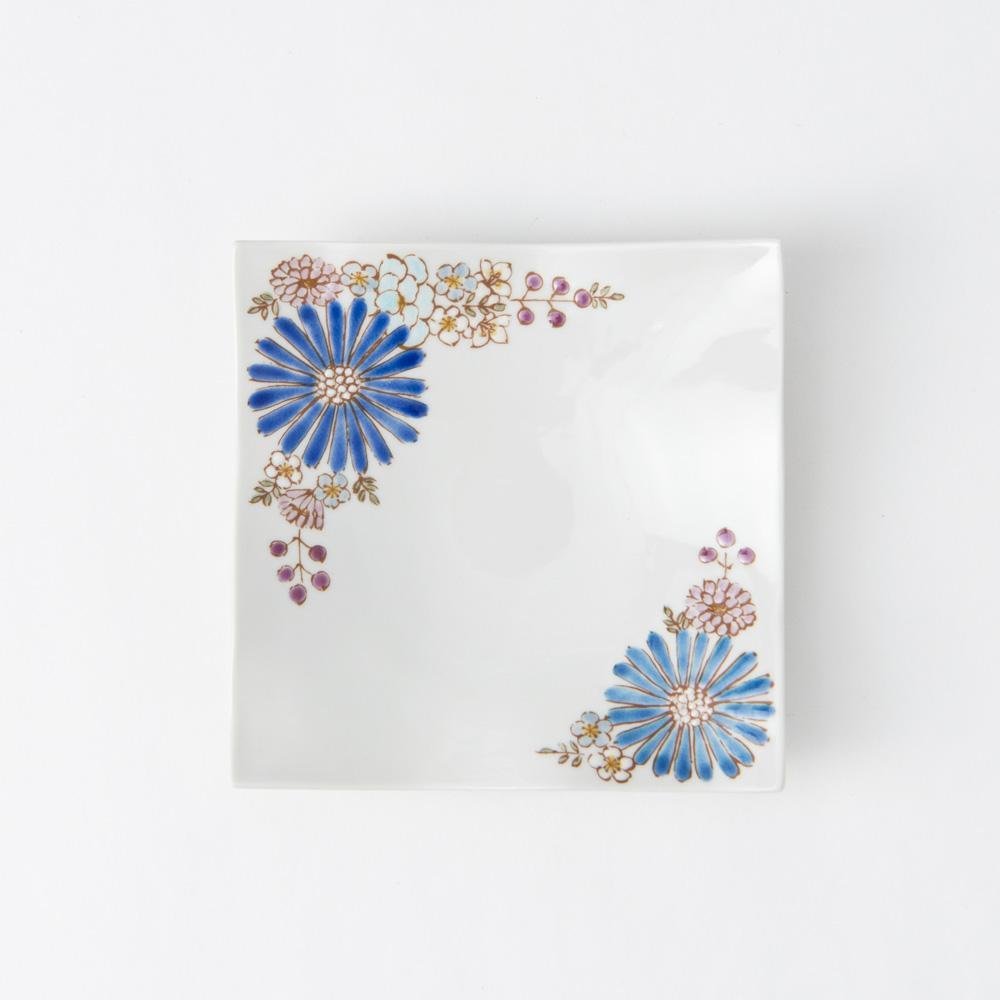 Atelier Yu Brilliant Flower Kutani Square Plate S - MUSUBI KILN - Quality Japanese Tableware and Gift