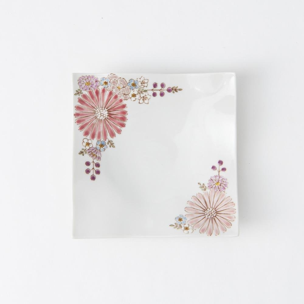 Atelier Yu Brilliant Flower Kutani Square Plate S - MUSUBI KILN - Quality Japanese Tableware and Gift