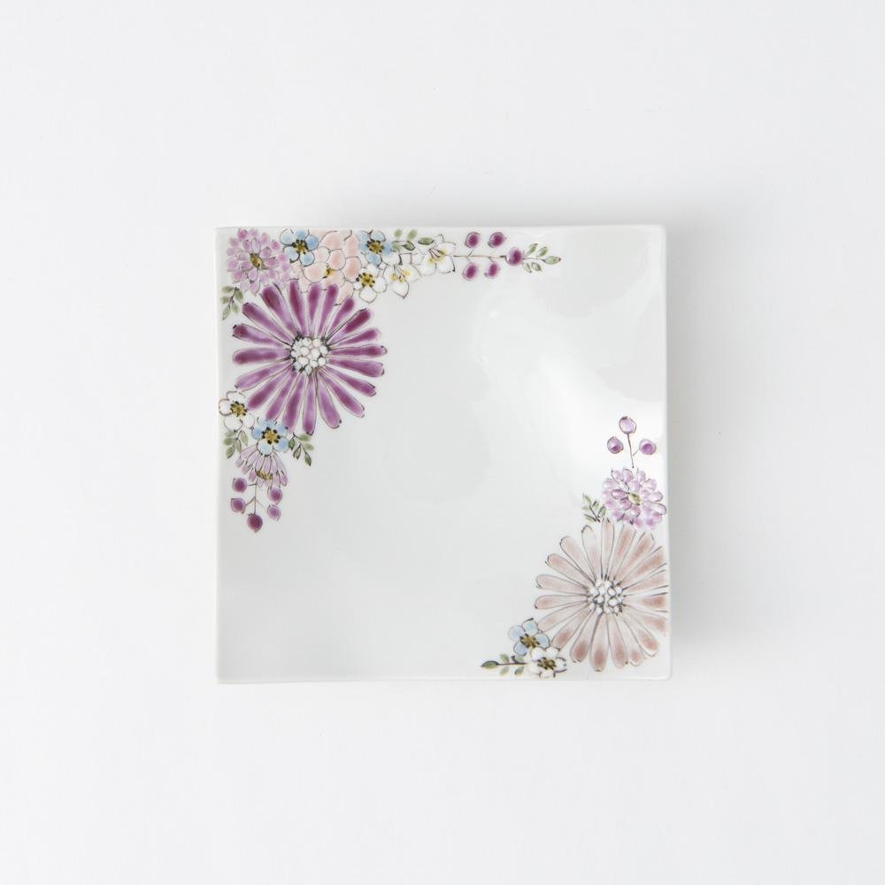 Atelier Yu Brilliant Flower Kutani Square Plate S - MUSUBI KILN - Quality Japanese Tableware and Gift