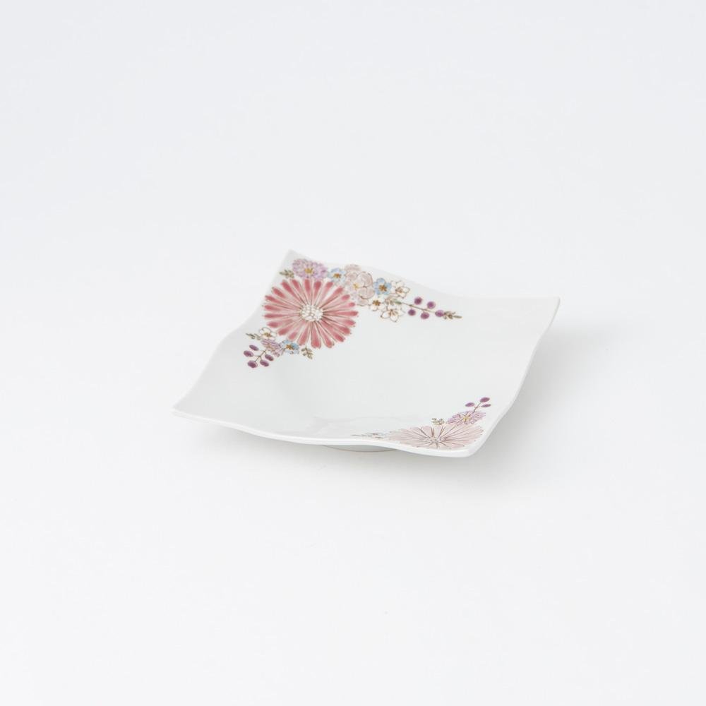 Atelier Yu Brilliant Flower Kutani Square Plate S - MUSUBI KILN - Quality Japanese Tableware and Gift