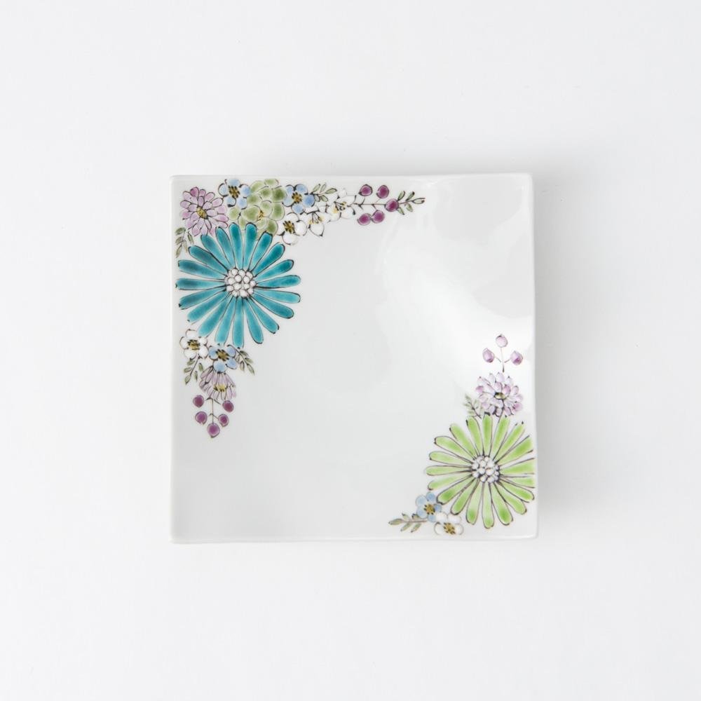 Atelier Yu Brilliant Flower Kutani Square Plate S - MUSUBI KILN - Quality Japanese Tableware and Gift