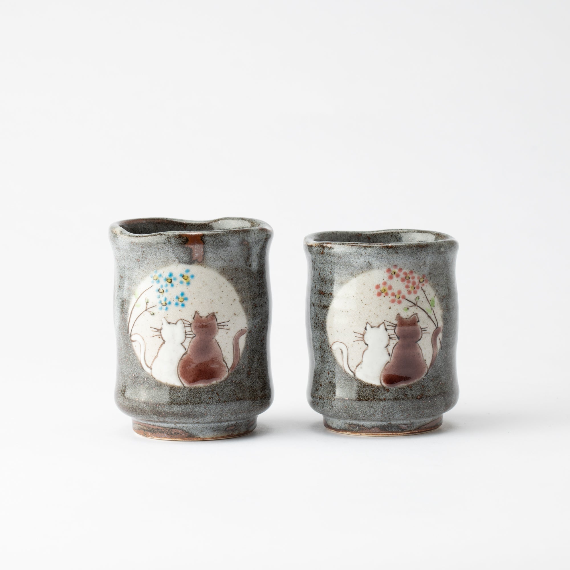 Cats In Sunny Spot Yunomi Japanese Teacup Pair