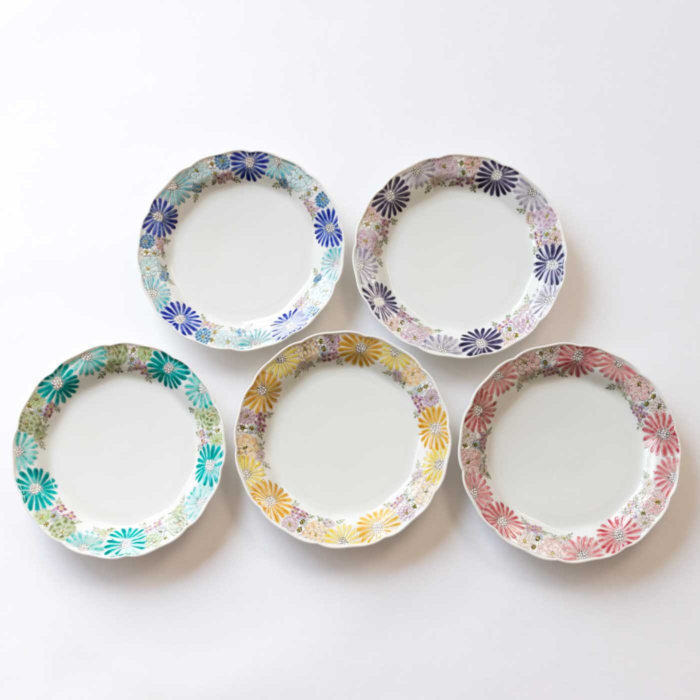 Atelier Yu Premium Brilliant Flower Kutani Round Plate - MUSUBI KILN - Quality Japanese Tableware and Gift