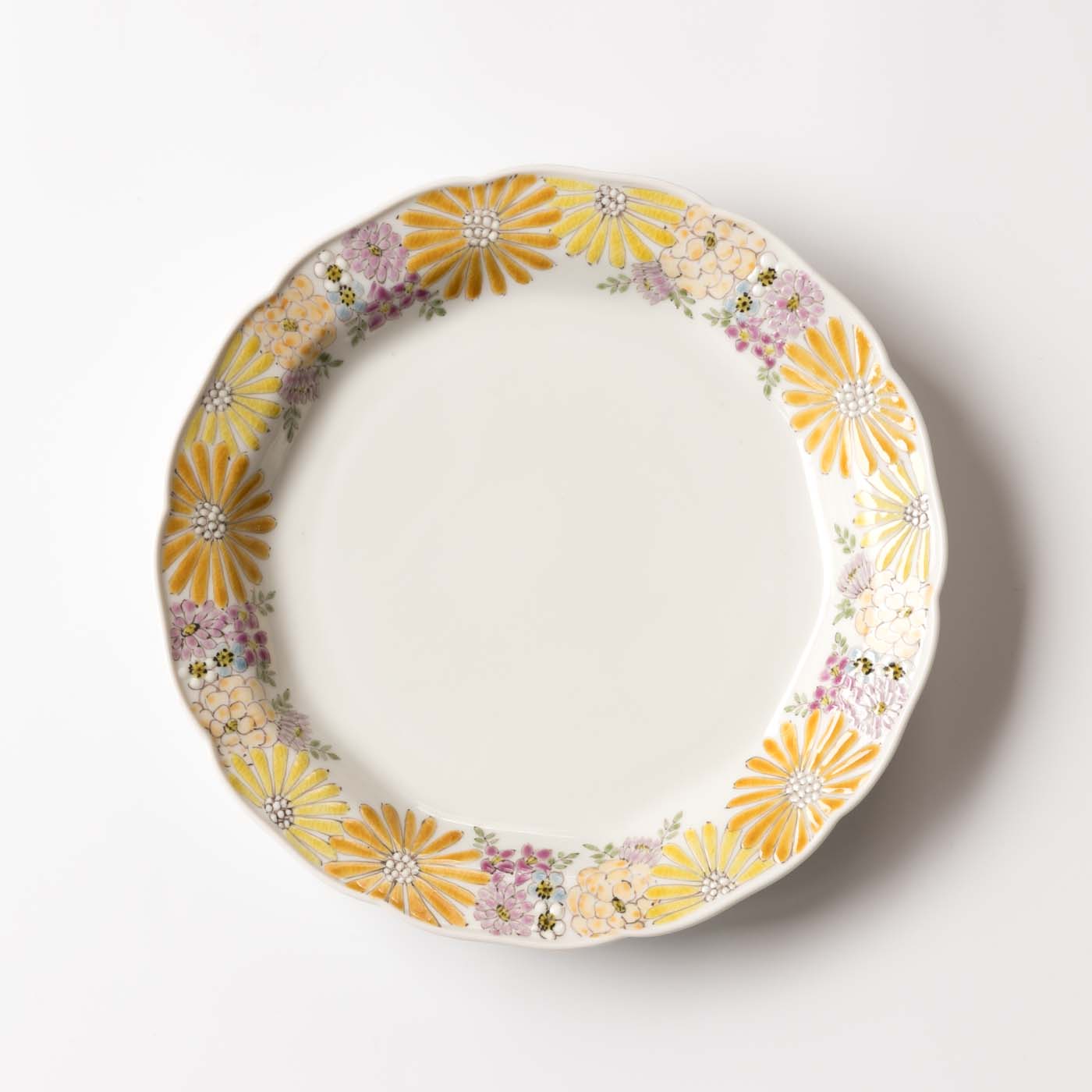 Atelier Yu Premium Brilliant Flower Kutani Round Plate - MUSUBI KILN - Quality Japanese Tableware and Gift