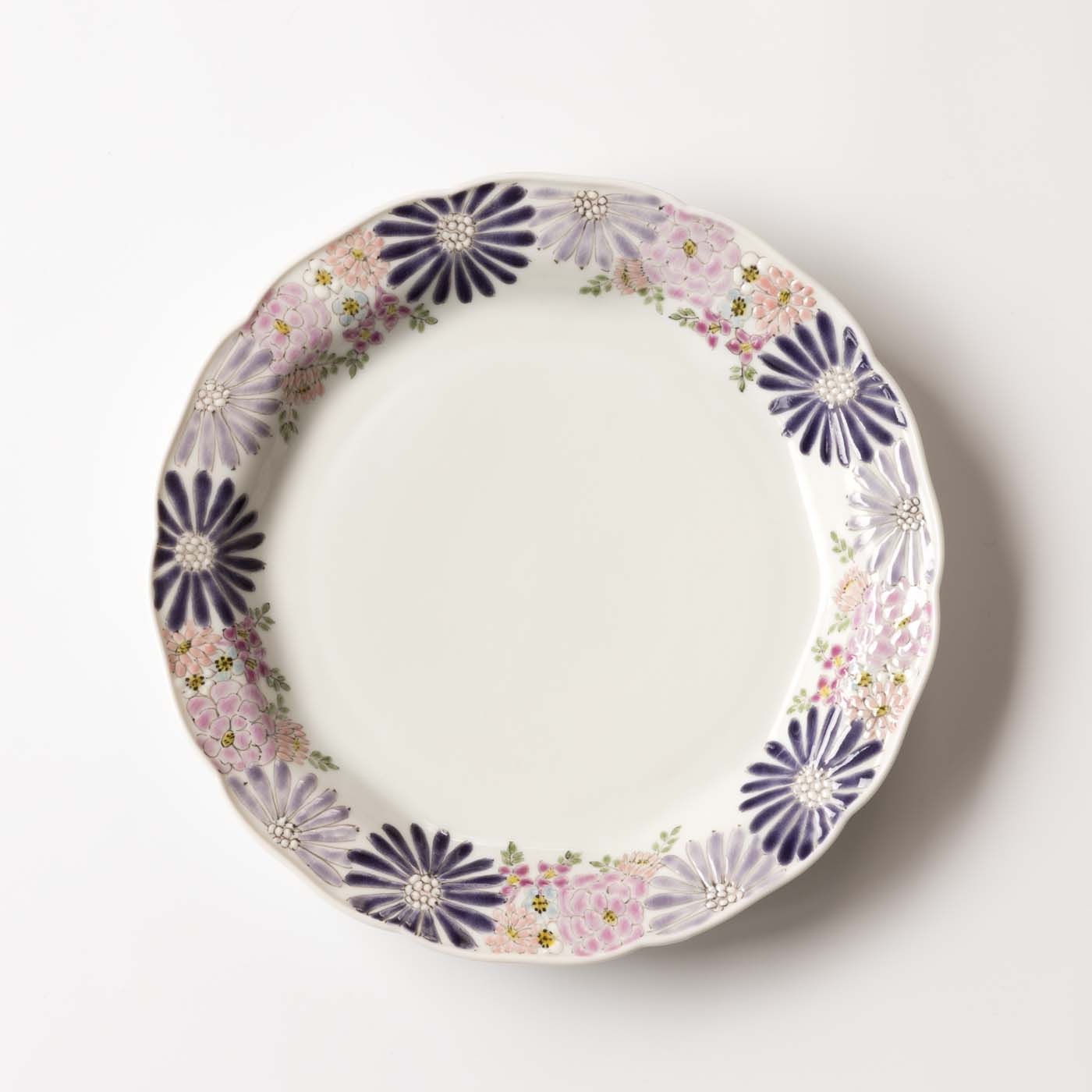 Atelier Yu Premium Brilliant Flower Kutani Round Plate - MUSUBI KILN - Quality Japanese Tableware and Gift