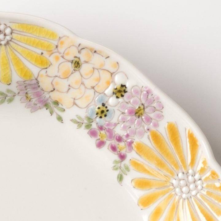 Atelier Yu Premium Brilliant Flower Kutani Round Plate - MUSUBI KILN - Quality Japanese Tableware and Gift