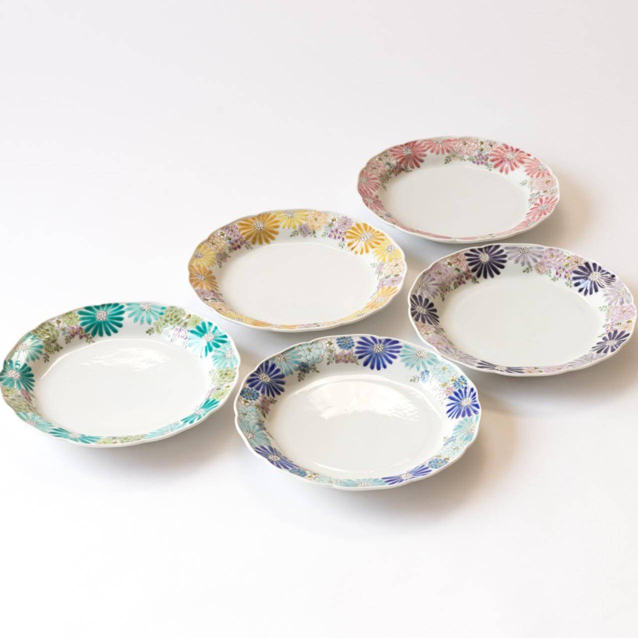 Atelier Yu Premium Brilliant Flower Kutani Round Plate - MUSUBI KILN - Quality Japanese Tableware and Gift