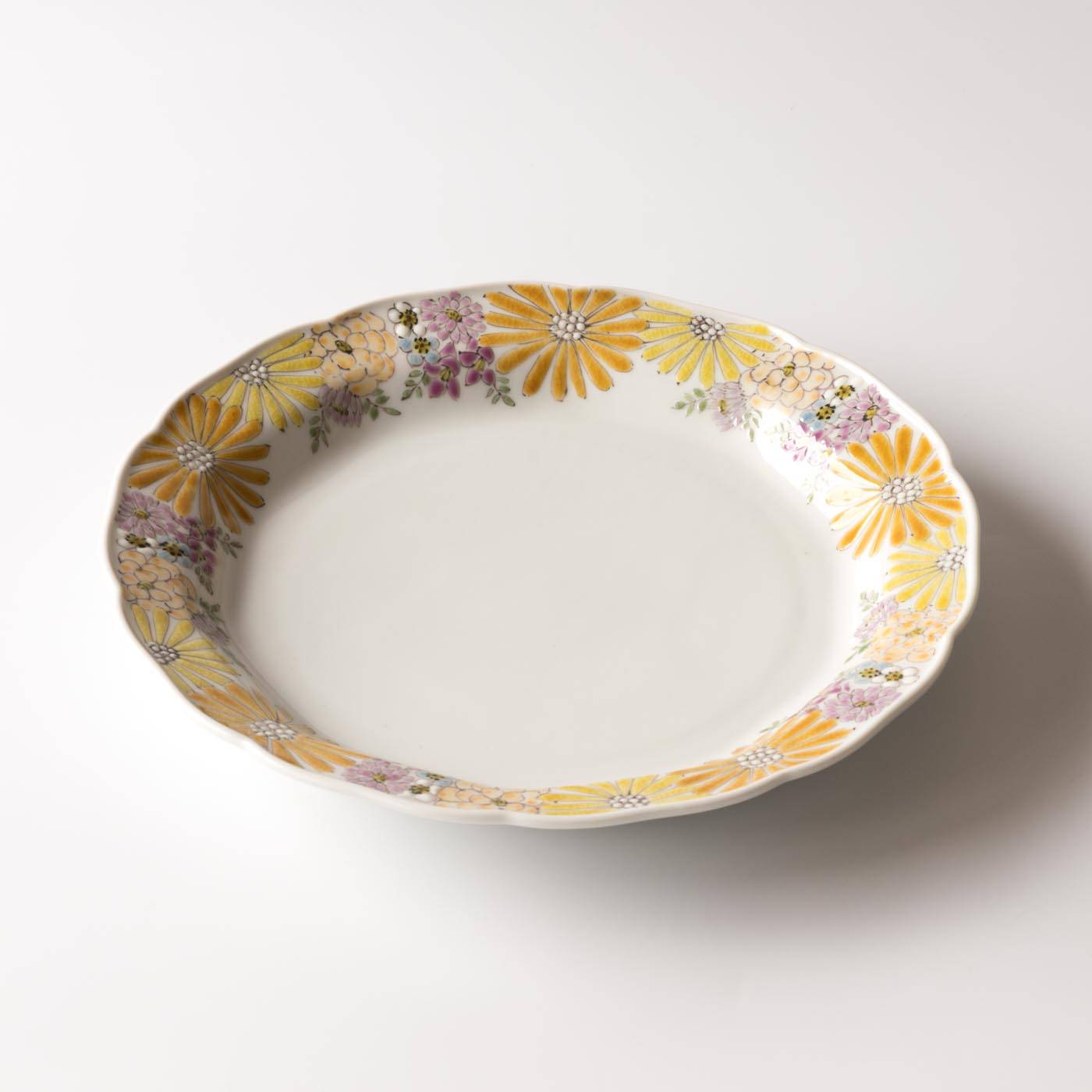 Atelier Yu Premium Brilliant Flower Kutani Round Plate - MUSUBI KILN - Quality Japanese Tableware and Gift