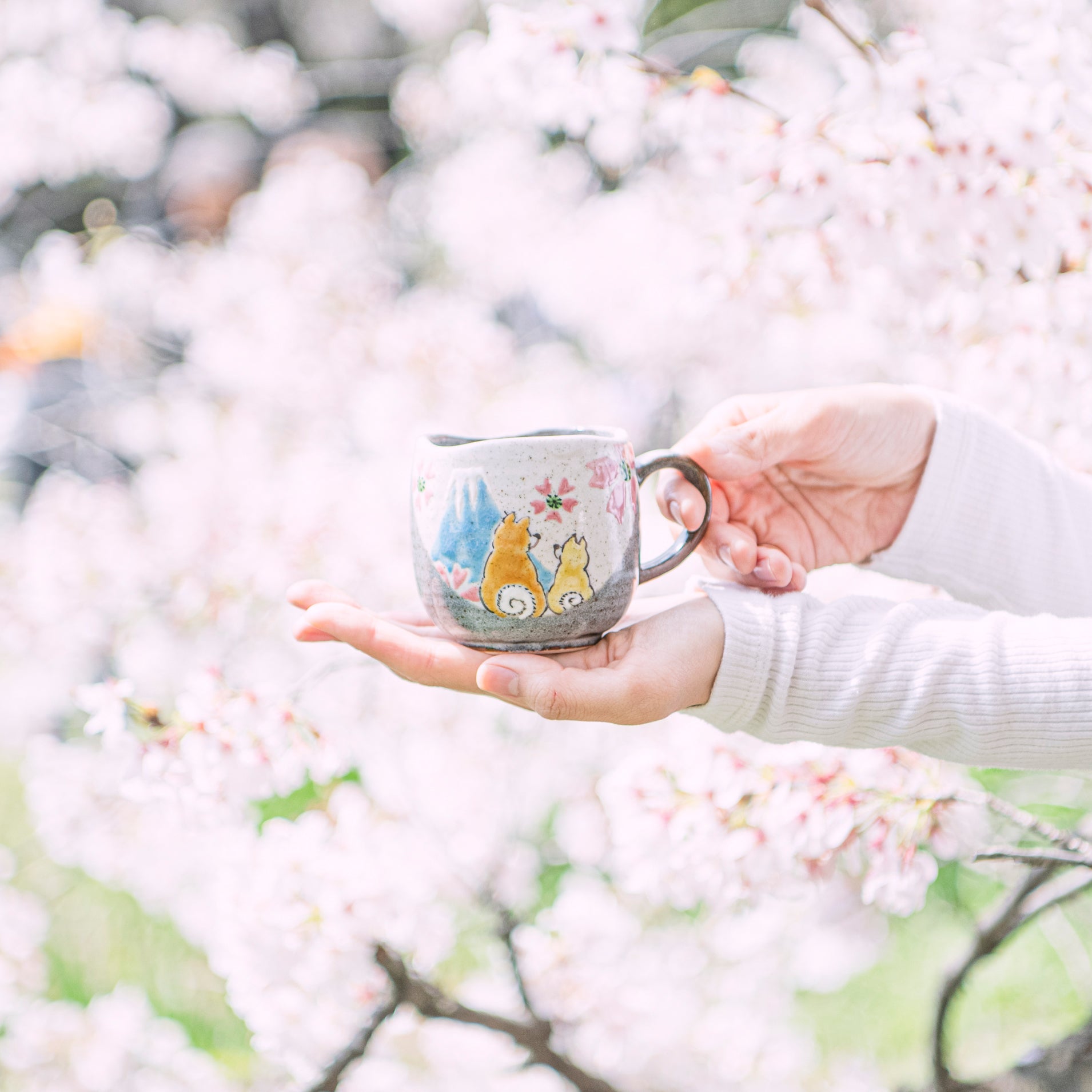 Atelier Yu Shiba Inu in Sunny Spot Kutani Mug - MUSUBI KILN - Quality Japanese Tableware and Gift