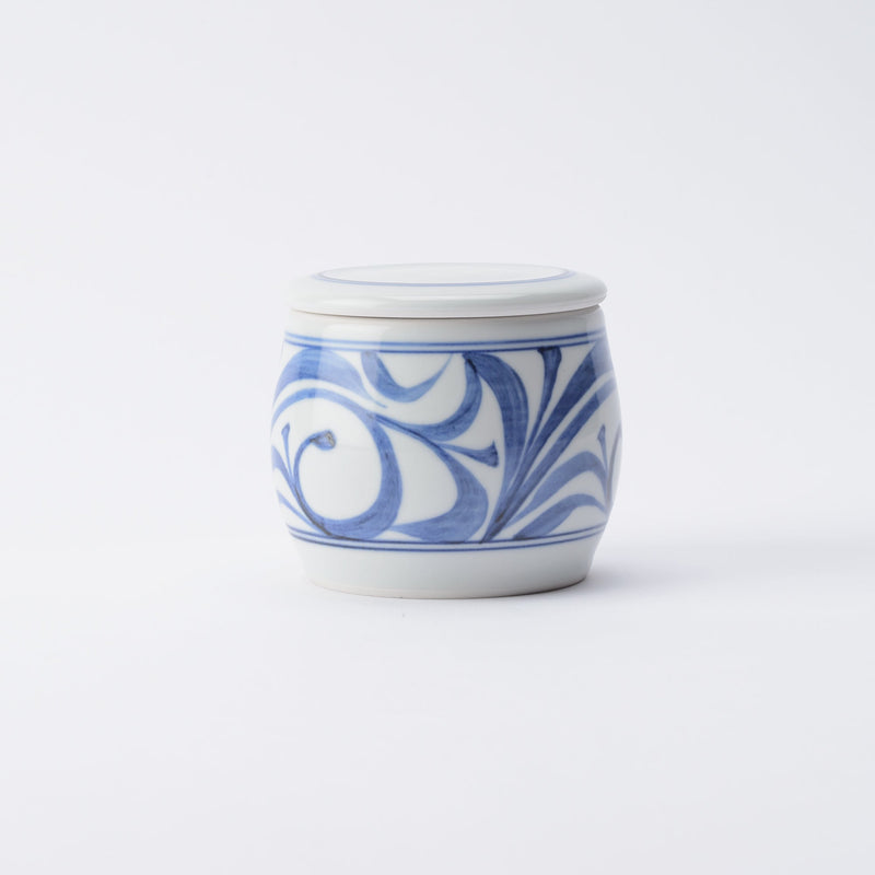 Baizan Kiln Arabesque Tobe Barrel Shaped Spice Container with Lid - MUSUBI KILN - Quality Japanese Tableware and Gift