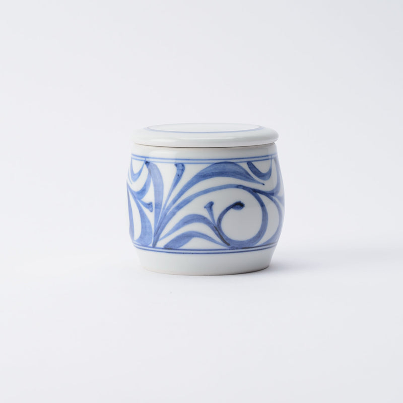 Baizan Kiln Arabesque Tobe Barrel Shaped Spice Container with Lid - MUSUBI KILN - Quality Japanese Tableware and Gift