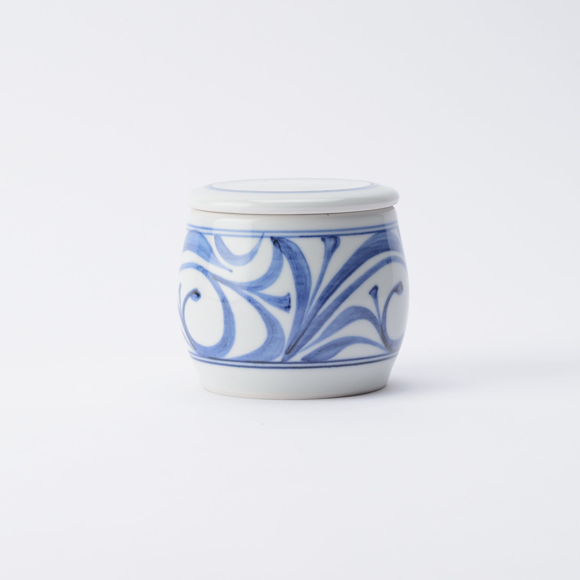 Baizan Kiln Arabesque Tobe Barrel Shaped Spice Container with Lid - MUSUBI KILN - Quality Japanese Tableware and Gift