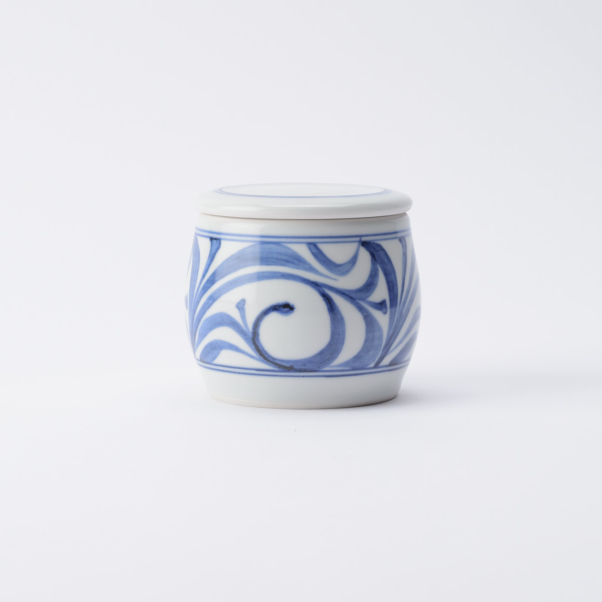 Baizan Kiln Arabesque Tobe Barrel Shaped Spice Container with Lid - MUSUBI KILN - Quality Japanese Tableware and Gift