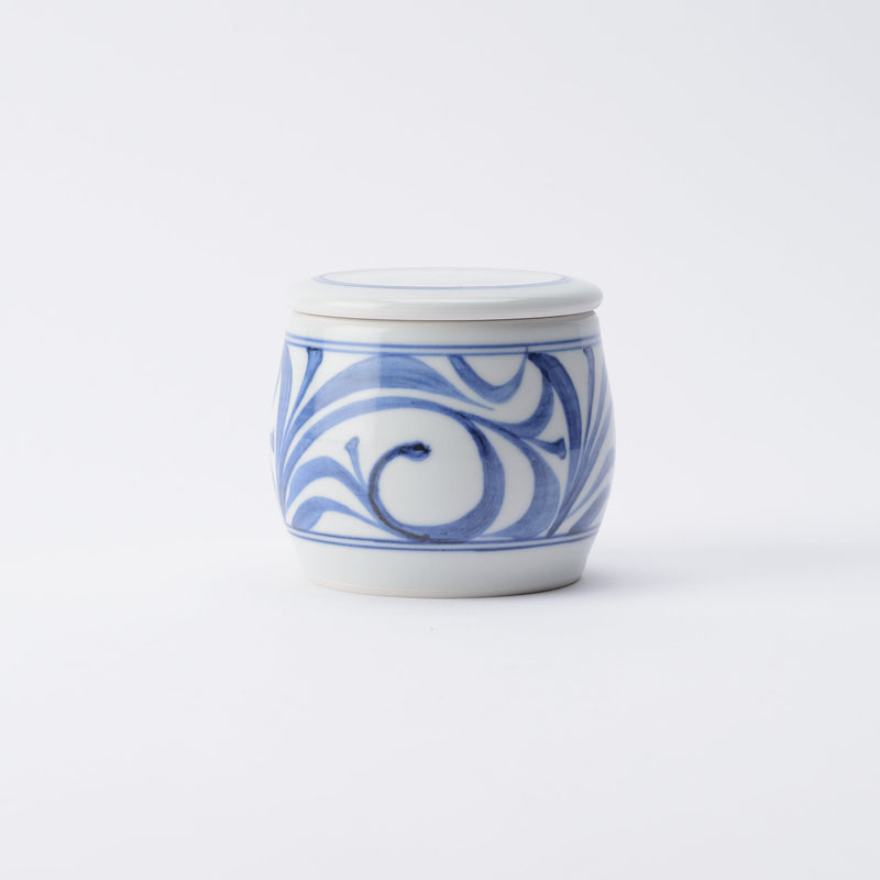 Baizan Kiln Arabesque Tobe Barrel Shaped Spice Container with Lid - MUSUBI KILN - Quality Japanese Tableware and Gift