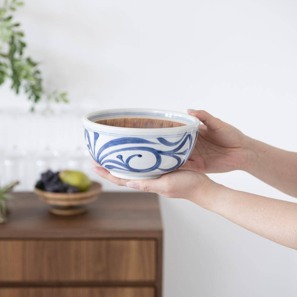 Baizan Kiln Arabesque Tobe Mortar Bowl 6.69in - MUSUBI KILN - Quality Japanese Tableware and Gift