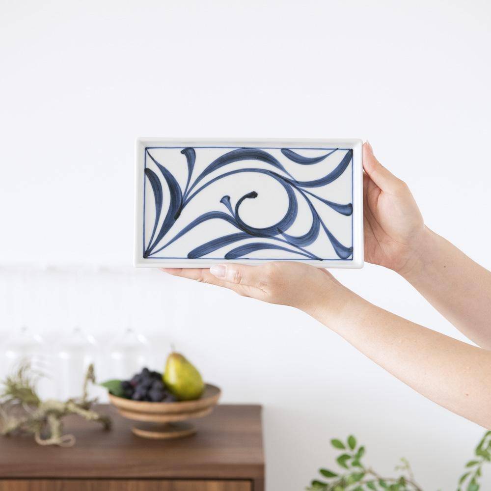 Baizan Kiln Arabesque Tobe Rectangle Plate - MUSUBI KILN - Quality Japanese Tableware and Gift