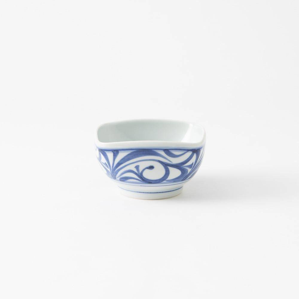 Baizan Kiln Arabesque Tobe Square Kobachi Bowl 4.33in - MUSUBI KILN - Quality Japanese Tableware and Gift