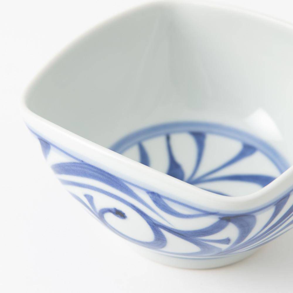 Baizan Kiln Arabesque Tobe Square Kobachi Bowl 4.33in - MUSUBI KILN - Quality Japanese Tableware and Gift