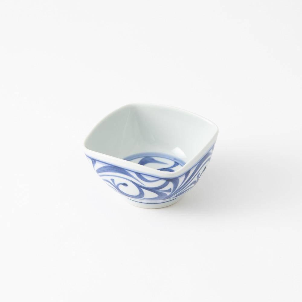 Baizan Kiln Arabesque Tobe Square Kobachi Bowl 4.33in - MUSUBI KILN - Quality Japanese Tableware and Gift