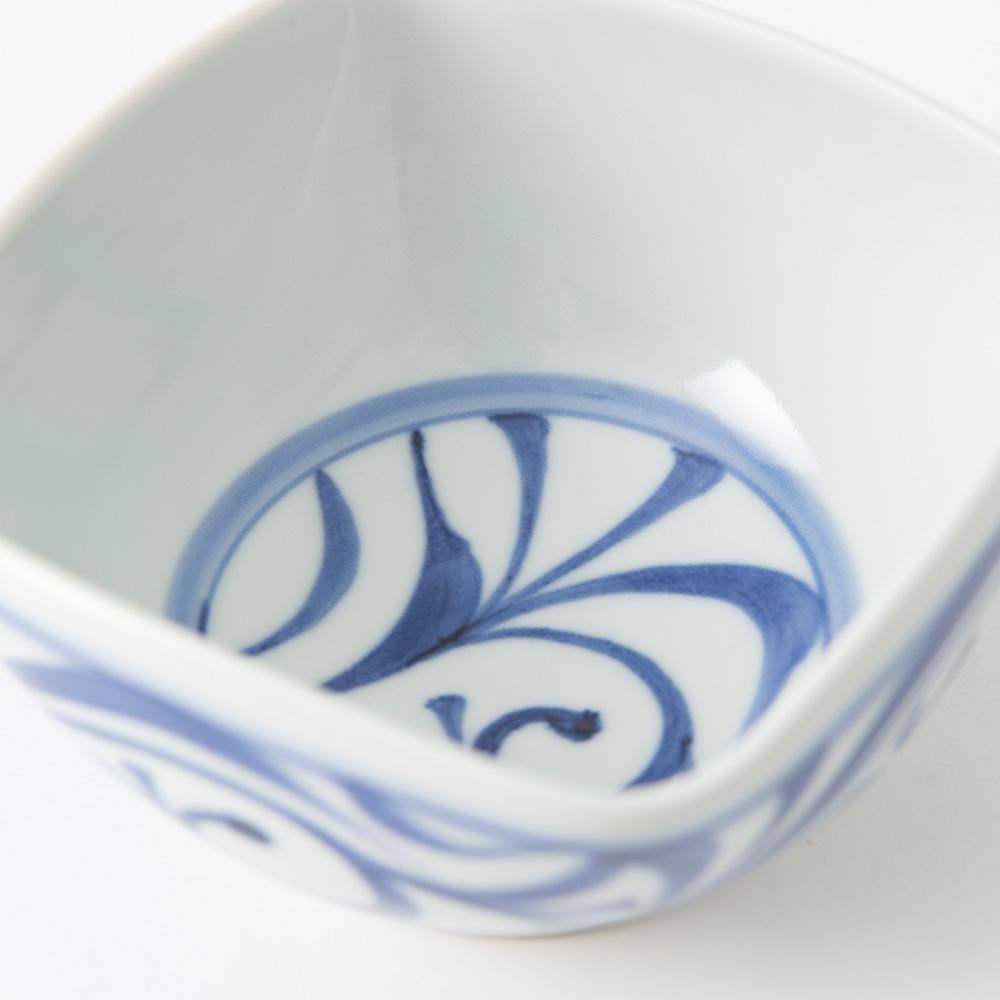 Baizan Kiln Arabesque Tobe Square Kobachi Bowl 4.33in - MUSUBI KILN - Quality Japanese Tableware and Gift