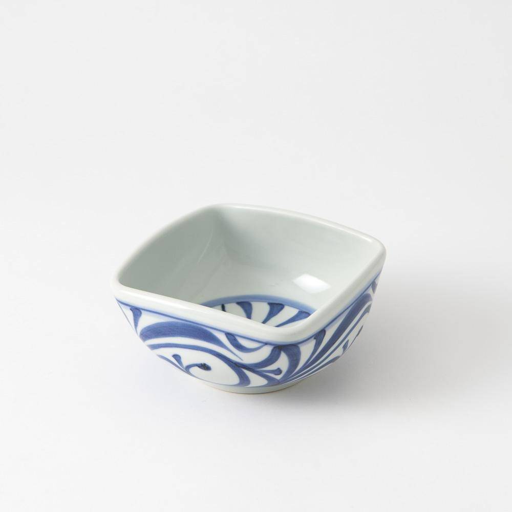 Baizan Kiln Arabesque Tobe Square Kobachi Bowl - MUSUBI KILN - Quality Japanese Tableware and Gift