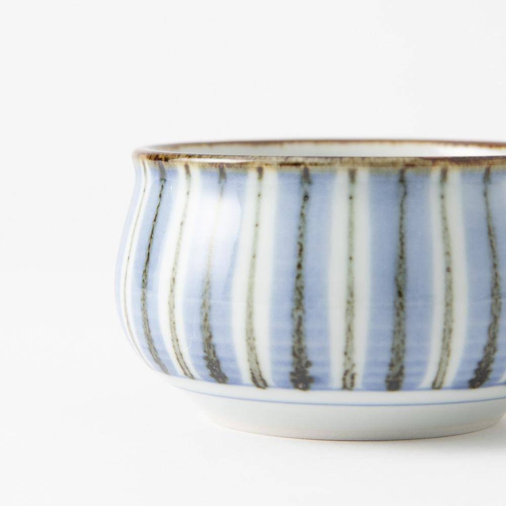 Baizan Kiln Blue Stripe Tobe Soup Cup - MUSUBI KILN - Quality Japanese Tableware and Gift