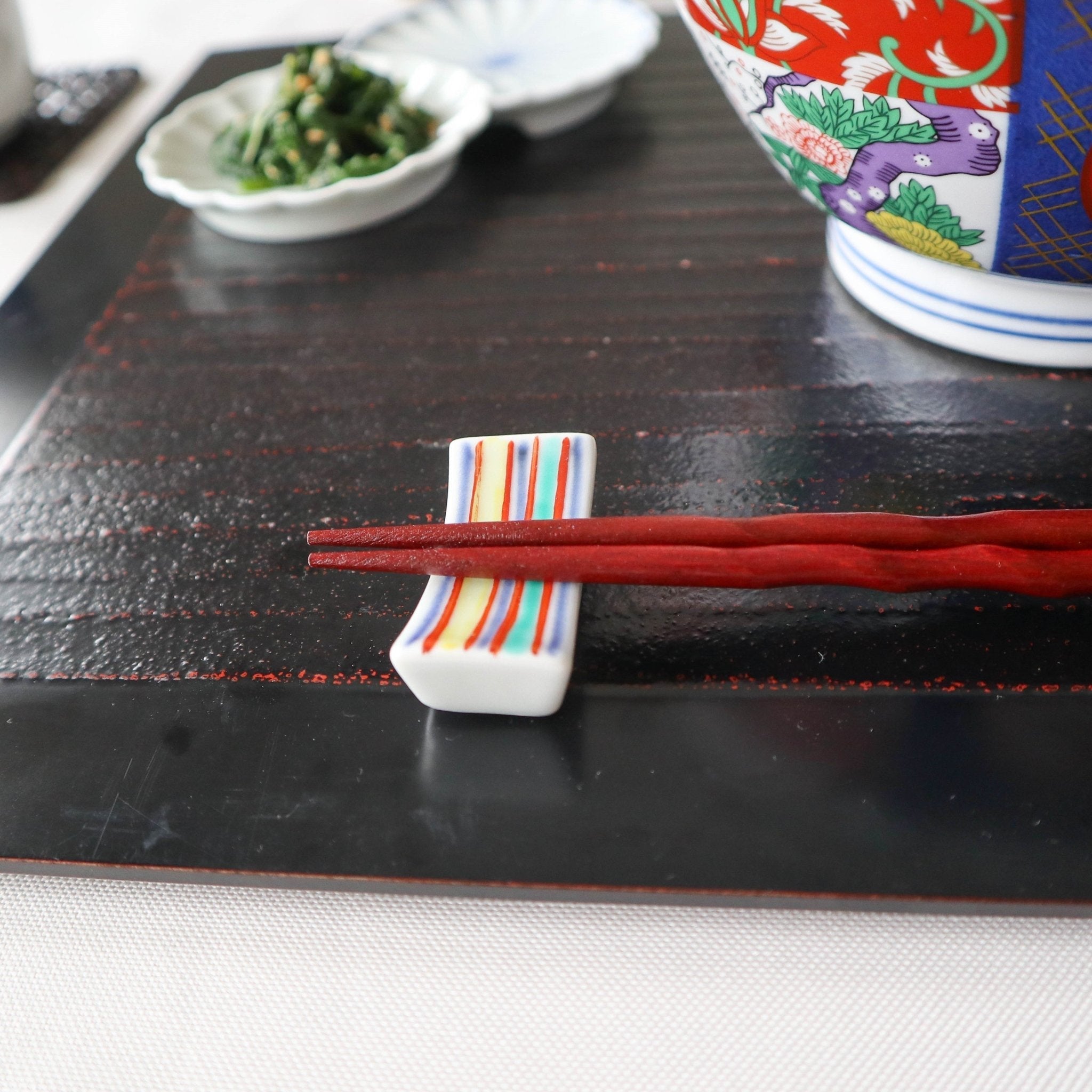 Baizan Kiln Colorful Tobe Chopstick Rest - MUSUBI KILN - Quality Japanese Tableware and Gift