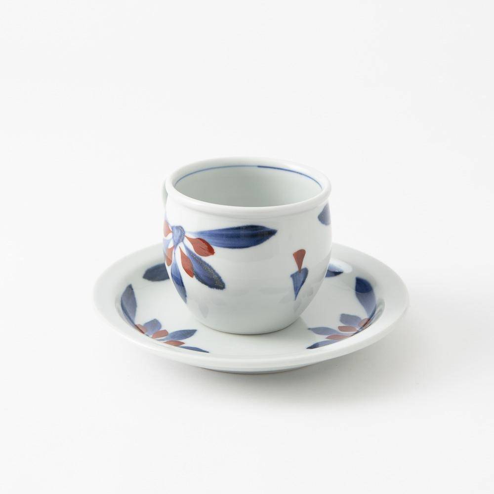 Baizan Kiln GOSU Red Chrysanthemum Cup and Saucer - MUSUBI KILN - Quality Japanese Tableware and Gift