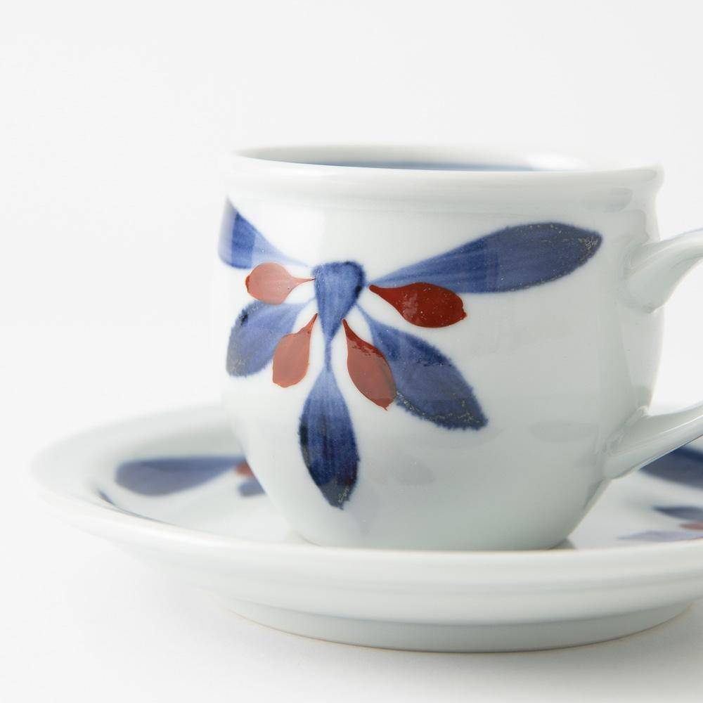 Baizan Kiln GOSU Red Chrysanthemum Cup and Saucer - MUSUBI KILN - Quality Japanese Tableware and Gift