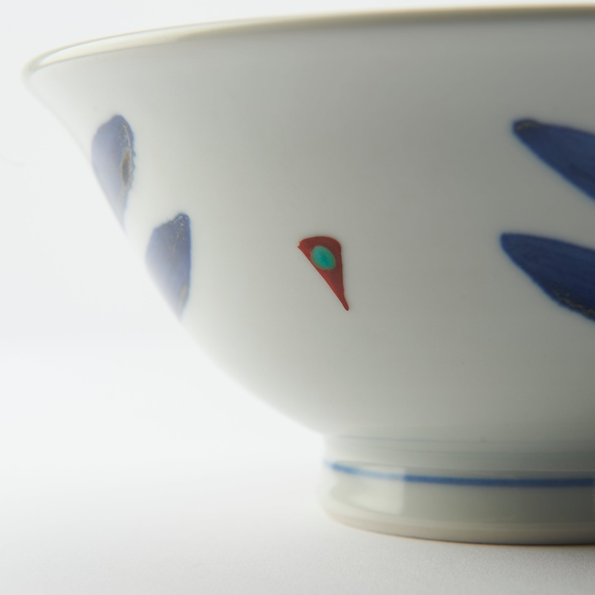 Baizan Kiln Red Flower and Dragonfly Tobe Donburi Bowl M - MUSUBI KILN - Quality Japanese Tableware and Gift