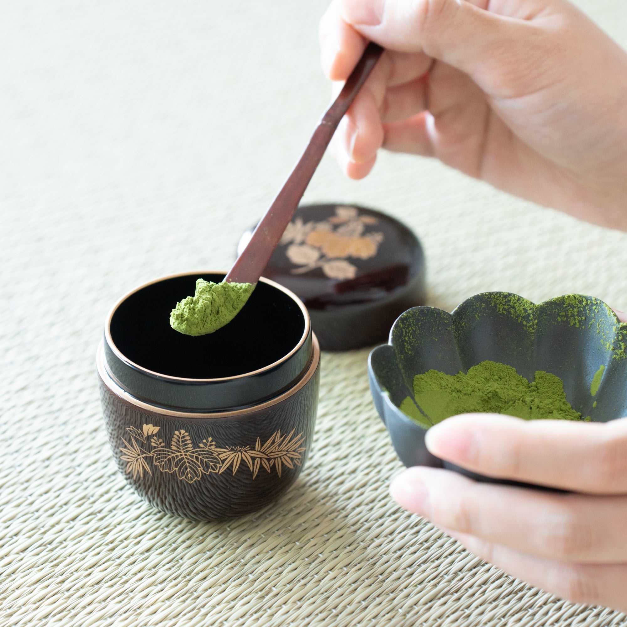 Bamboo Grass and Paulownia Yamanaka Lacquerware Natsume Matcha Container - MUSUBI KILN - Quality Japanese Tableware and Gift