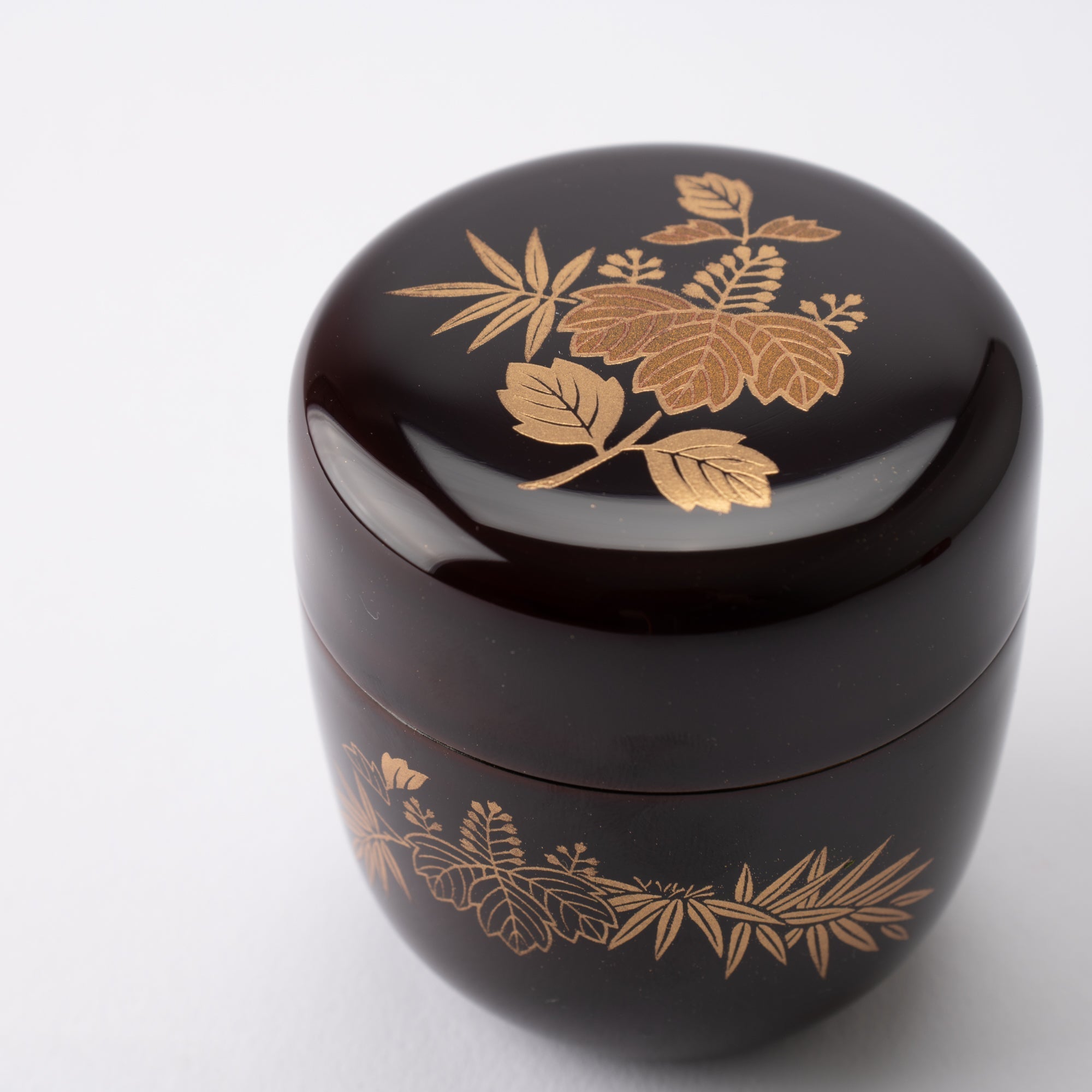 Bamboo Grass and Paulownia Yamanaka Lacquerware Natsume Matcha Container - MUSUBI KILN - Quality Japanese Tableware and Gift