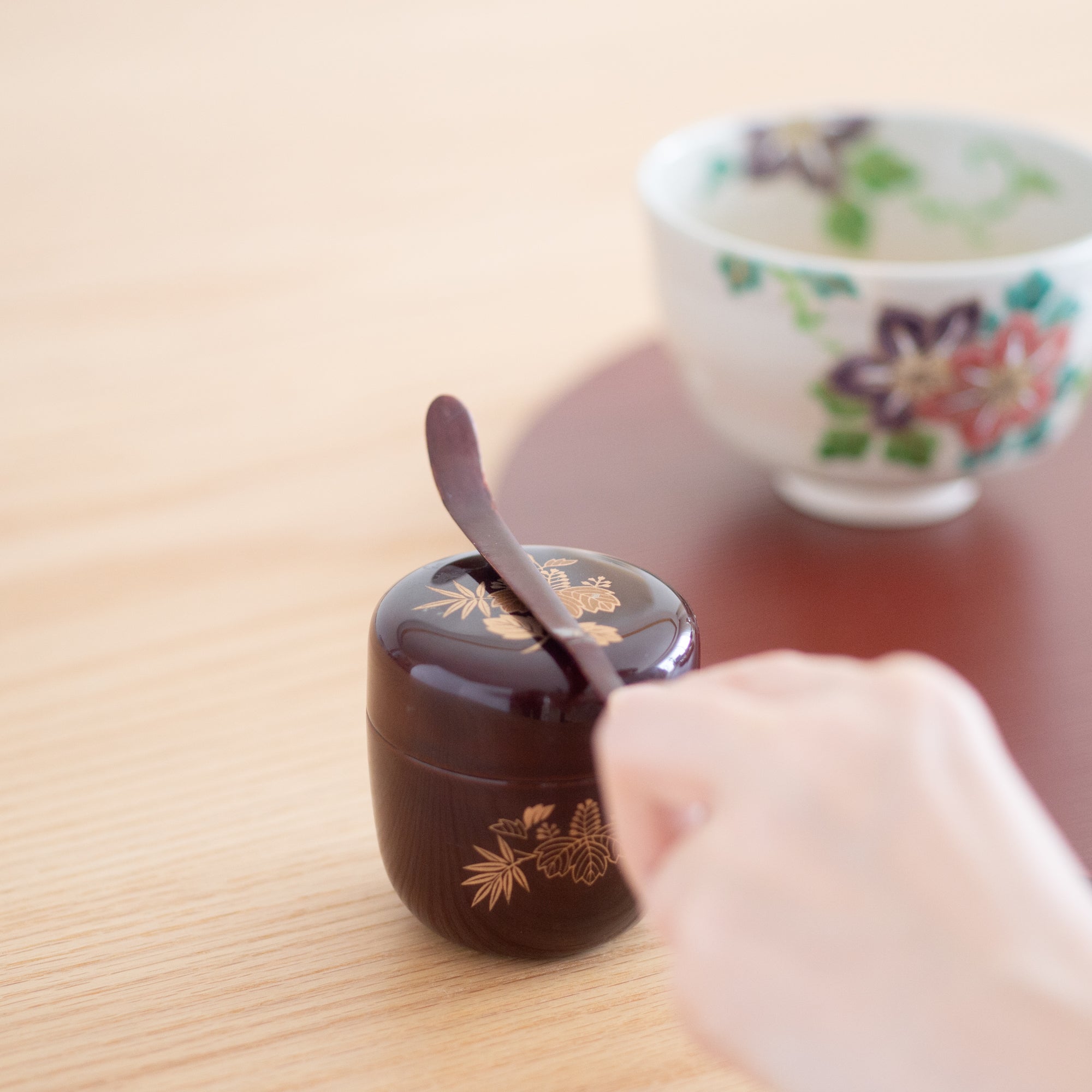 Bamboo Grass and Paulownia Yamanaka Lacquerware Natsume Matcha Container - MUSUBI KILN - Quality Japanese Tableware and Gift