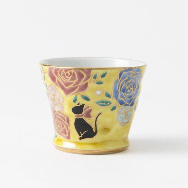 Bizan Kiln Black Cat Kutani Teacup - MUSUBI KILN - Quality Japanese Tableware and Gift