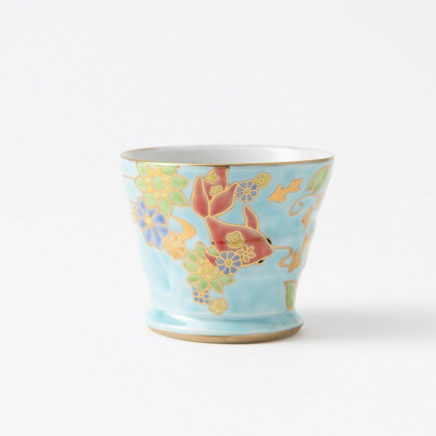 Bizan Kiln Goldfish Kutani Teacup - MUSUBI KILN - Quality Japanese Tableware and Gift