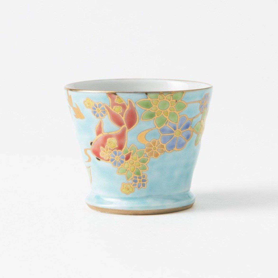 Bizan Kiln Goldfish Kutani Teacup - MUSUBI KILN - Quality Japanese Tableware and Gift