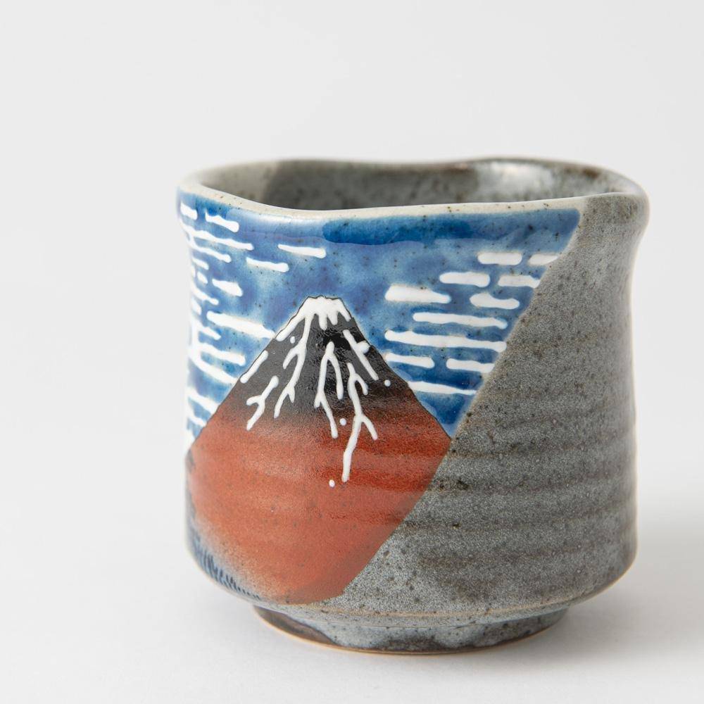 Bizan Kiln Hokusai Fuji Kutani Yunomi Japanese Teacup - MUSUBI KILN - Quality Japanese Tableware and Gift