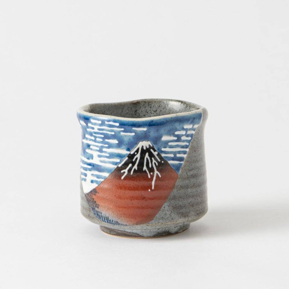 Bizan Kiln Hokusai Fuji Kutani Yunomi Japanese Teacup - MUSUBI KILN - Quality Japanese Tableware and Gift