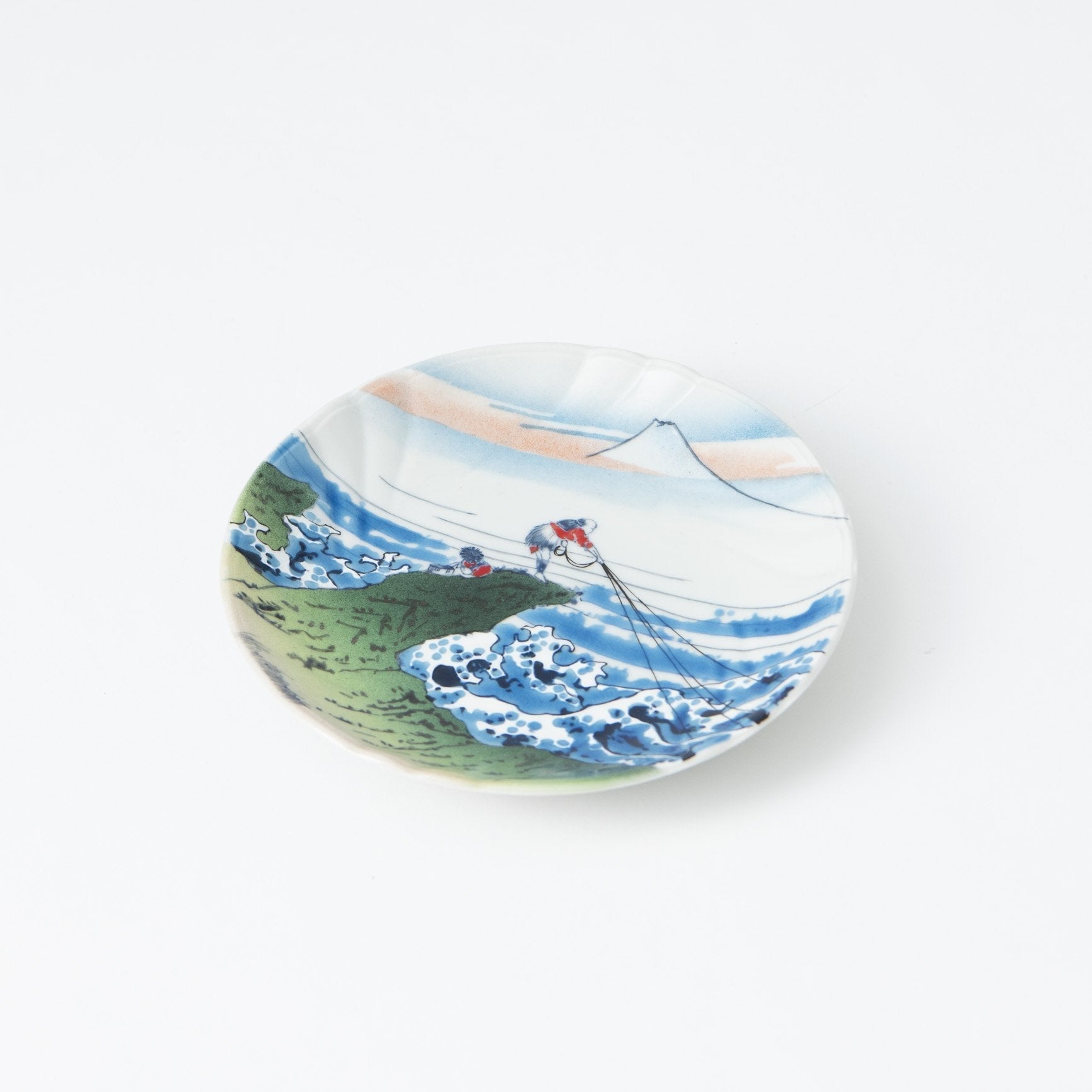 Bizan Kiln Hokusai Koshu kajikazawa Kutani Round Plate - MUSUBI KILN - Quality Japanese Tableware and Gift