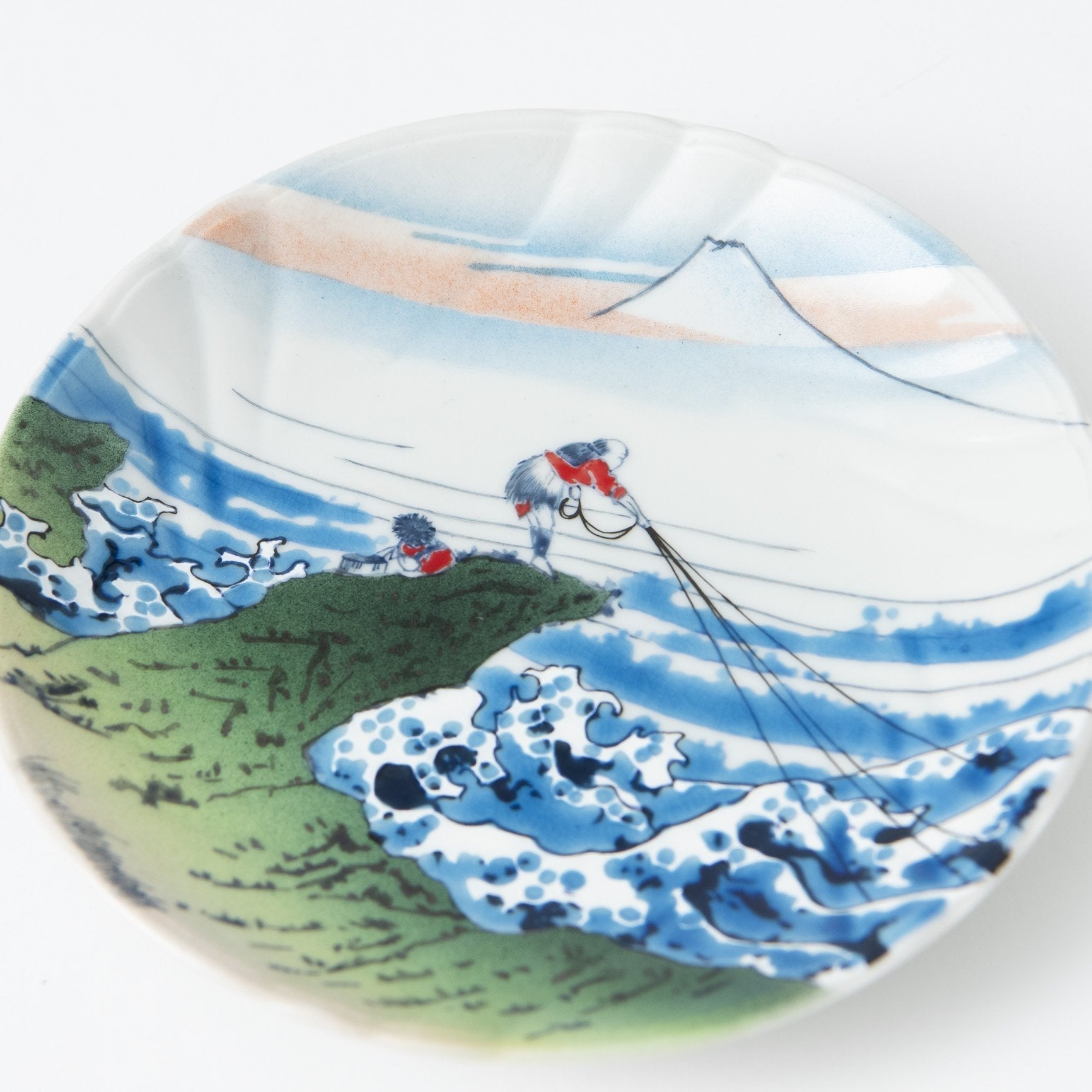 Bizan Kiln Hokusai Koshu kajikazawa Kutani Round Plate - MUSUBI KILN - Quality Japanese Tableware and Gift