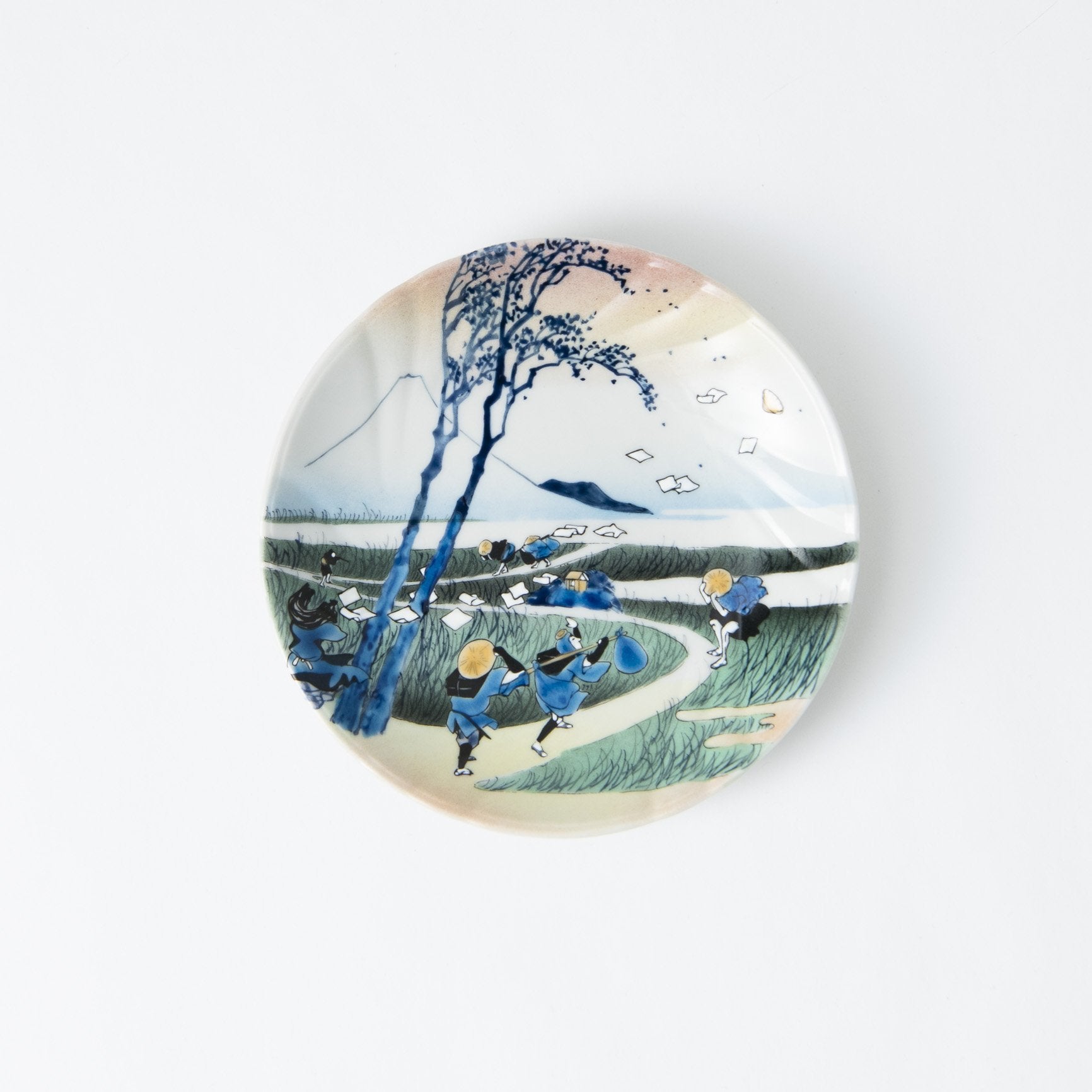 Bizan Kiln Hokusai Sunshu Ejiri Kutani Round Plate - MUSUBI KILN - Quality Japanese Tableware and Gift