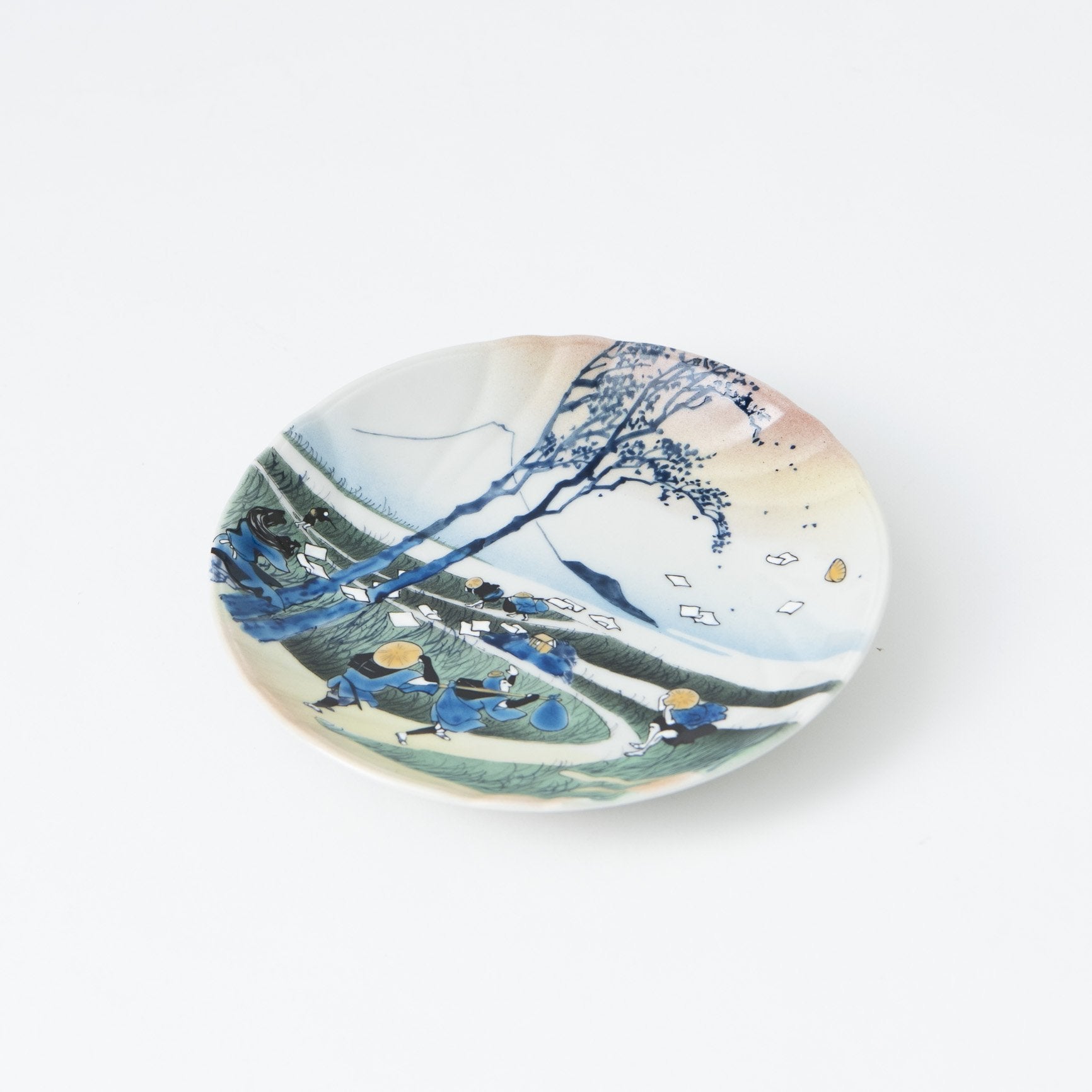 Bizan Kiln Hokusai Sunshu Ejiri Kutani Round Plate - MUSUBI KILN - Quality Japanese Tableware and Gift