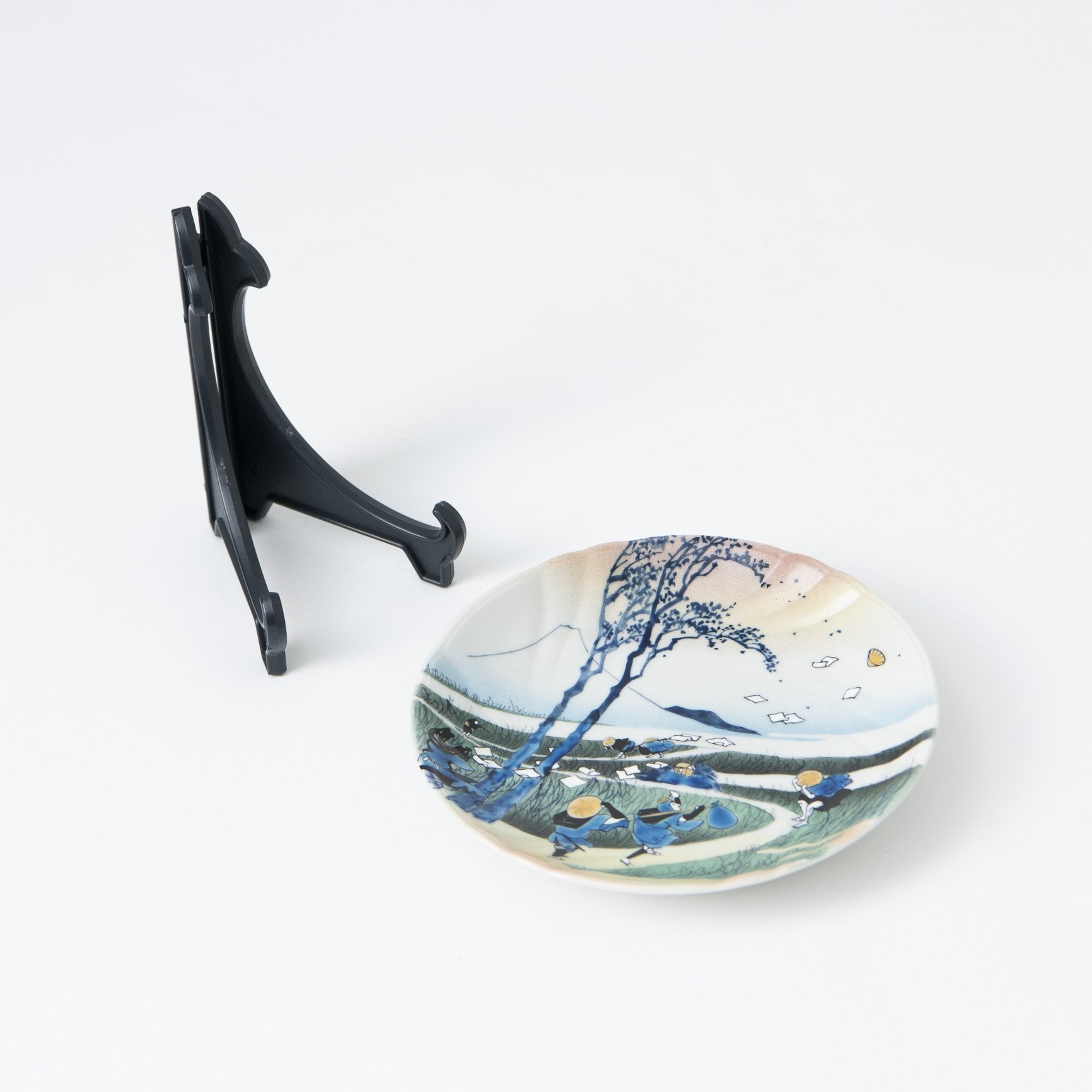 Bizan Kiln Hokusai Sunshu Ejiri Kutani Round Plate - MUSUBI KILN - Quality Japanese Tableware and Gift