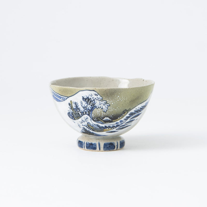 Bizan Kiln Hokusai Wave Kutani Japanese Rice Bowl - MUSUBI KILN - Quality Japanese Tableware and Gift